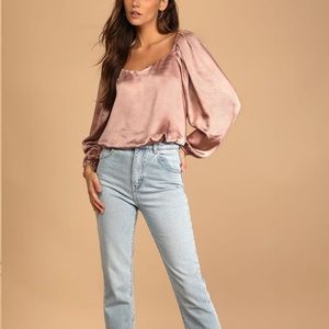 LULUS - SATIN LONG SLEEVE - XS